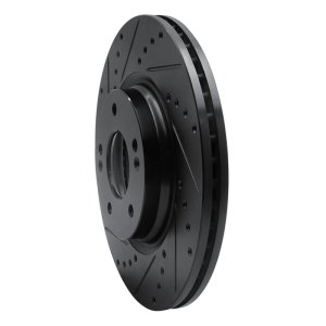 Hyundai Kona Brake Rotor (1) - Front Left - R1 Concepts - Drilled & Slotted - Black - `20-`25